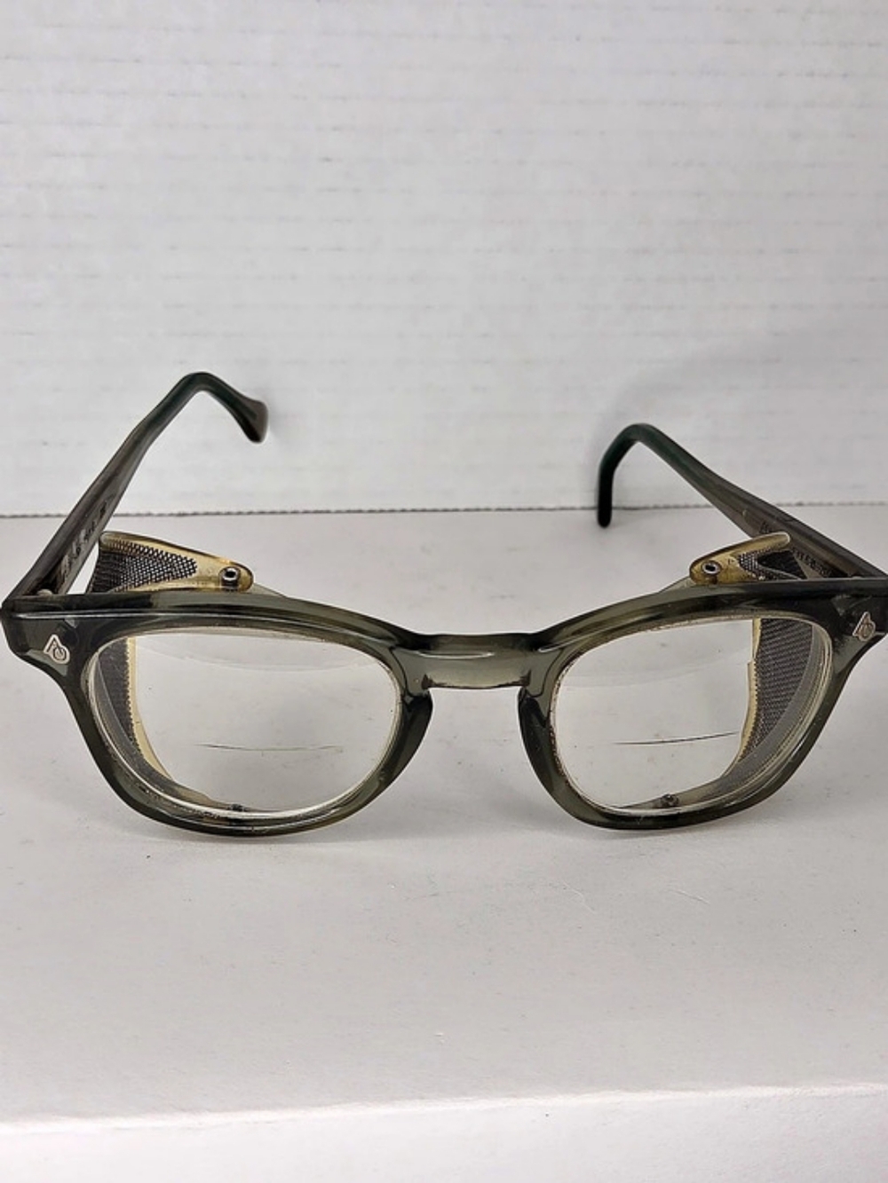 Vintage AO Steampunk American Optical 6M Z87 Trifocal Glasses Side Mesh Shield